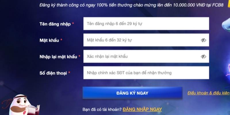 Cung cấp thông tin cho FCB88 để tạo tài khoản